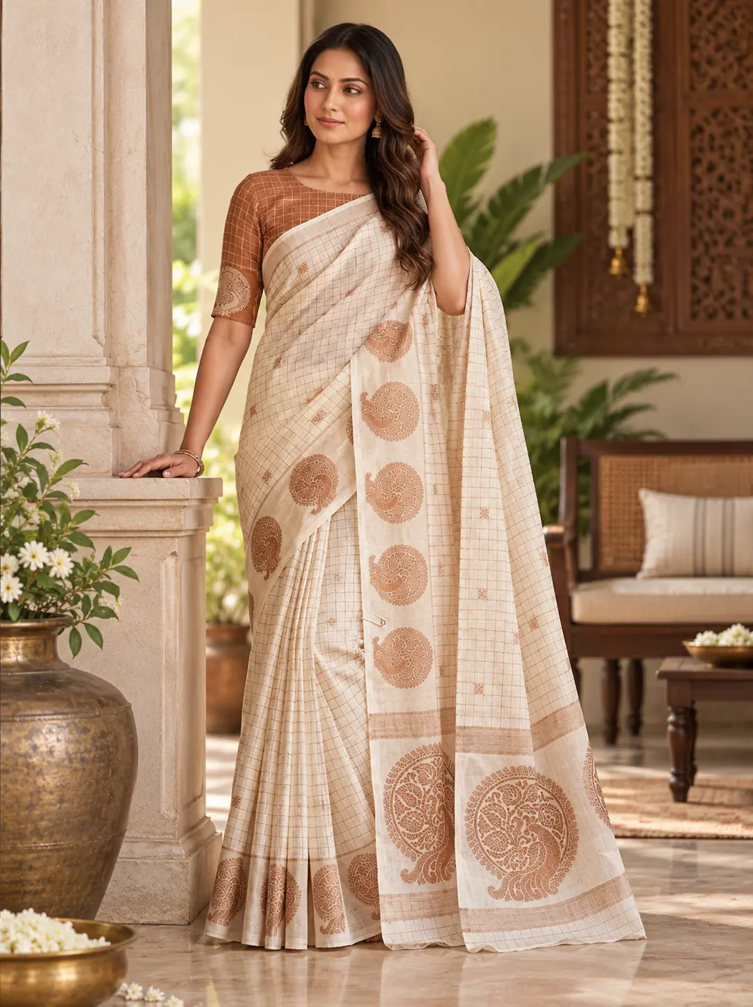 Copper Cotton Saree