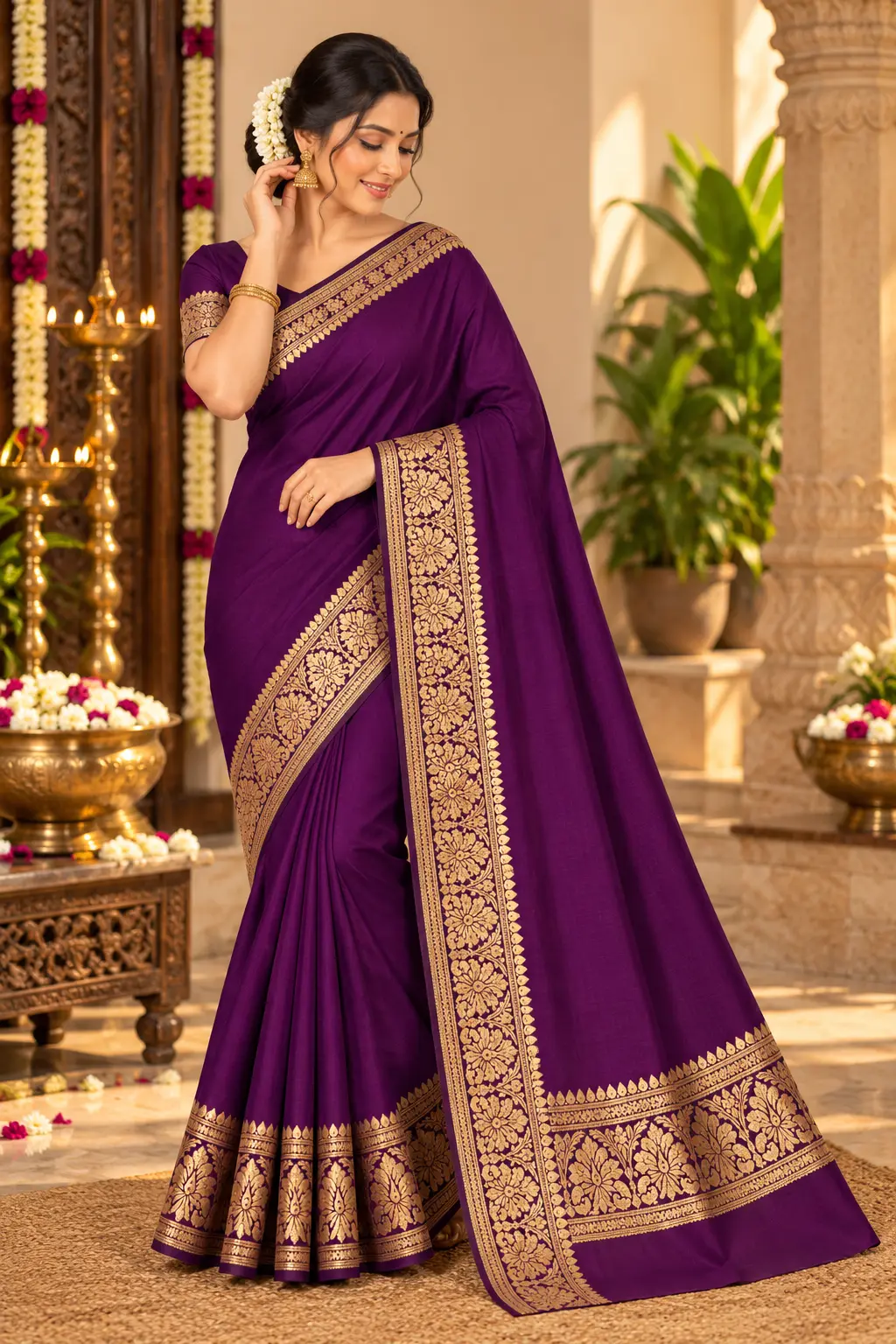 Chanderi Digital Blue Print Saree